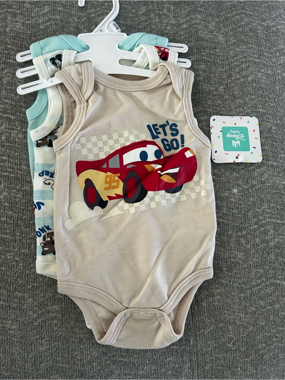 Disney Lightning McQueen Tank Bodysuit - Beige, Red & Yellow